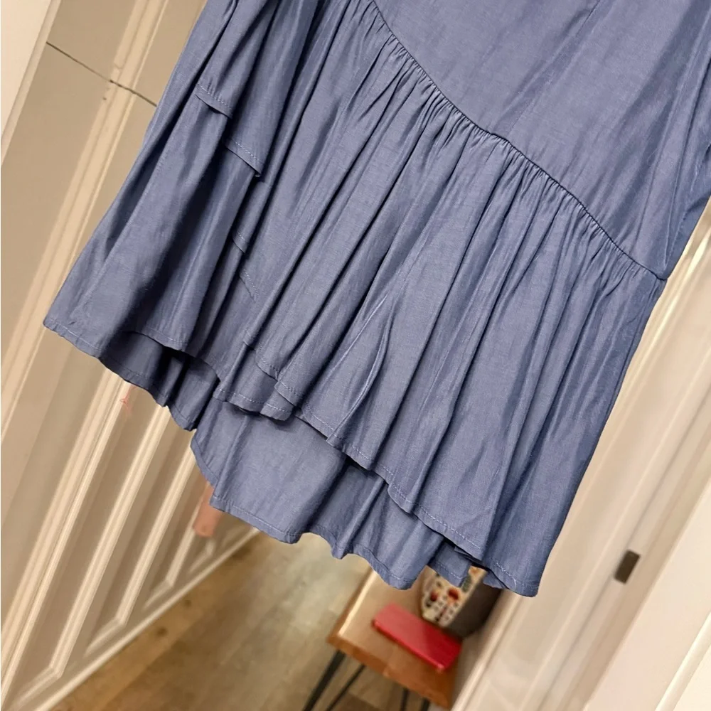 Chic Asymmetrical Blue Women's Shirt - Picture 11 of 12